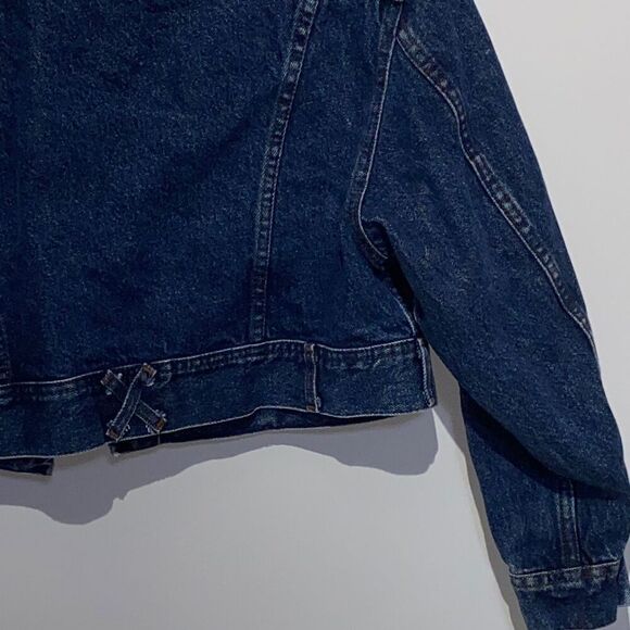 Original Vintage Style Lee Jeans Women's Blue Button Crop Denim Jacket Medium - Picture 10 of 10